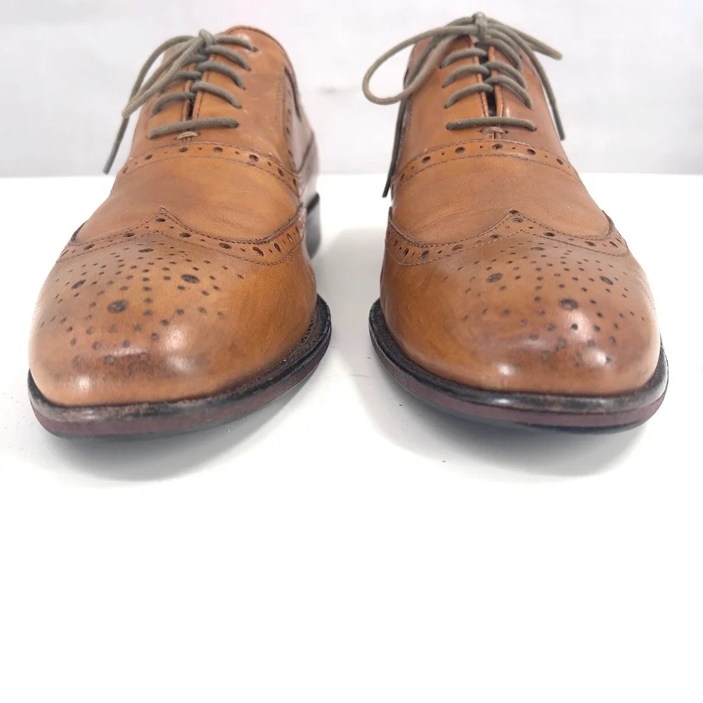 Johnston Murphy Tyndall‎ Wingtip Oxford Tan Leather Brogue 20-3152 Mens 9.5 M